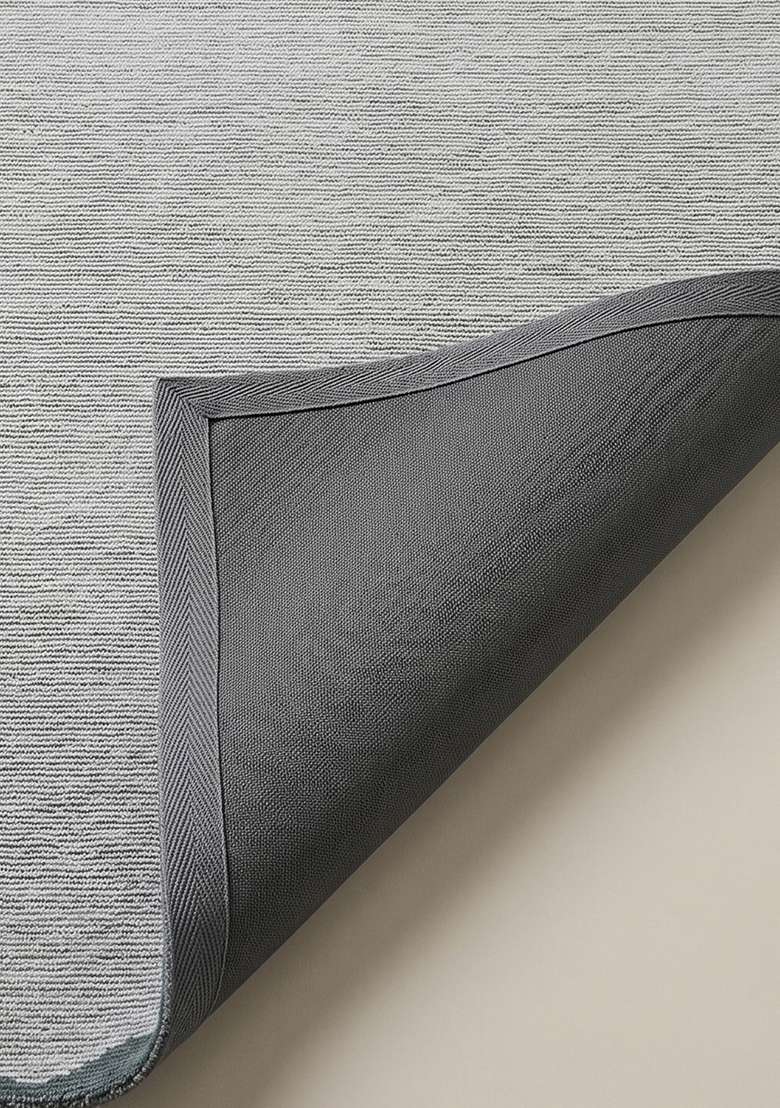 100% Wool Handmade Slate Blue Rug | Contemporary Geometric Carpet With Cotton Backing For Living Room - Indya