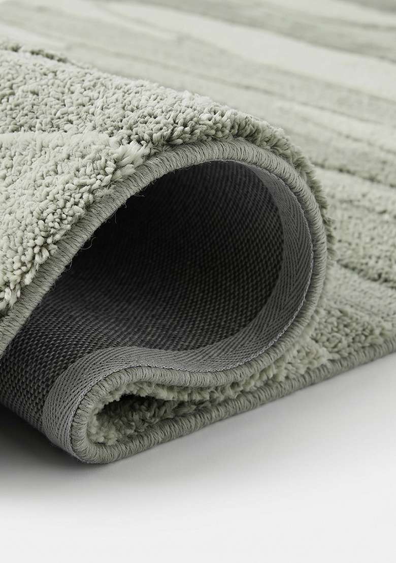 Saffron Rugs Hand-Tufted 100% Wool Area Rug | Muted Sage Green Rectangular Rug | Cotton Backing | Contemporary Striped Home Decor Carpet for Living Room Bedroom - Indya