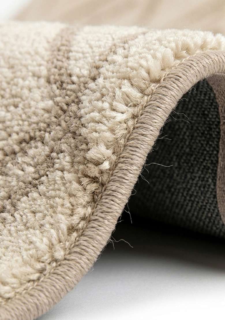100% Wool Handmade Oatmeal Beige Rug | Bohemian Geometric Carpet With Cotton Backing For Living Room - Indya
