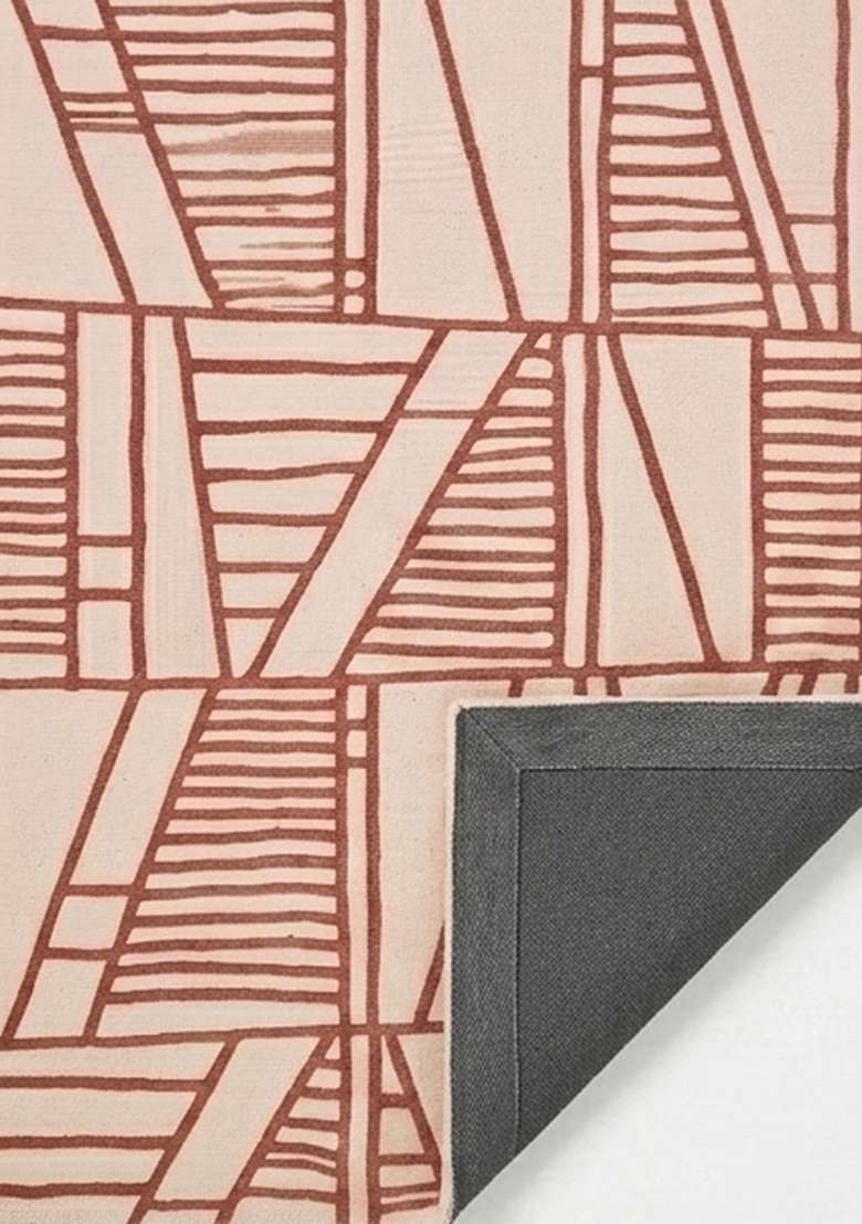 100% Wool Handmade Blush Pink Rug | Bohemian Geometric Carpet With Cotton Backing For Living Room - Indya
