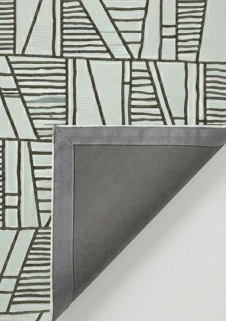 100% Wool Handmade Muted Sage Green Rug | Bohemian Geometric Carpet With Cotton Backing For Living Room - Indya