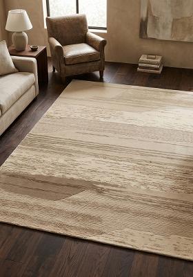 Saffron Rugs Hand-Tufted 100% Wool Area Rug | Ivory Beige Rectangular Rug | Cotton Backing | Eclectic Striped Home Decor Carpet for Living Room Bedroom