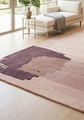 Saffron Rugs Hand-Tufted 100% Wool Area Rug | Dusty Rose Rectangular Rug | Cotton Backing | Contemporary Geometric Home Decor Carpet for Living Room Bedroom
