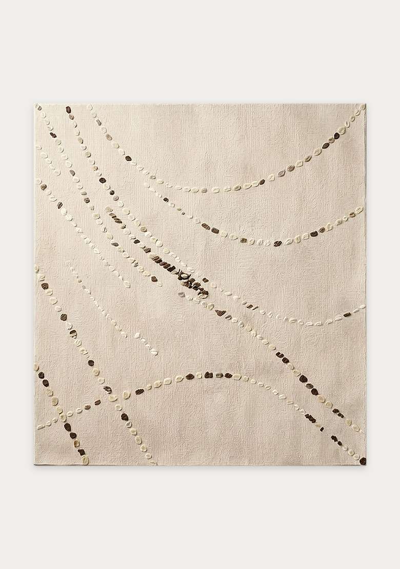 100% Wool Handmade Ivory Rug | Contemporary Swirls Square Carpet With Cotton Backing For Living Room - Indya