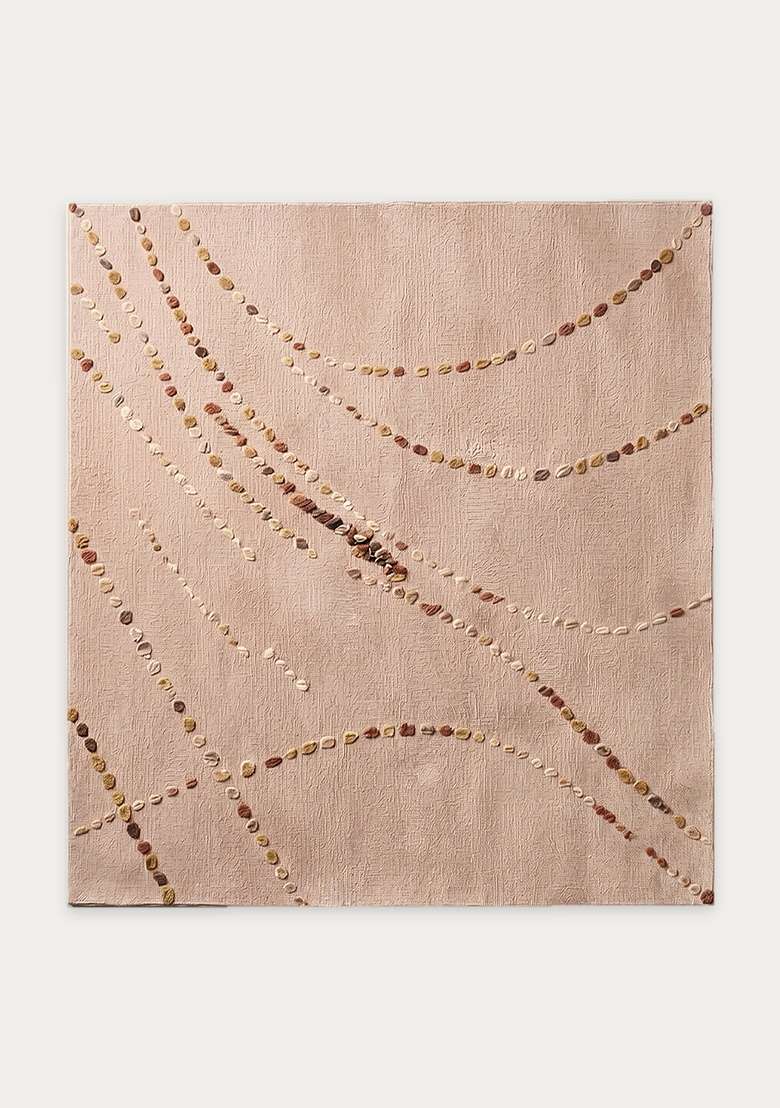 100% Wool Handmade Blush Pink Rug | Contemporary Swirls Square Carpet With Cotton Backing For Living Room - Indya