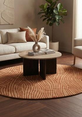 Saffron Rugs Hand-Tufted 100% Wool Area Rug | Rust Orange Oval Rug | Cotton Backing | Contemporary Swirls Home Decor Carpet for Living Room Bedroom