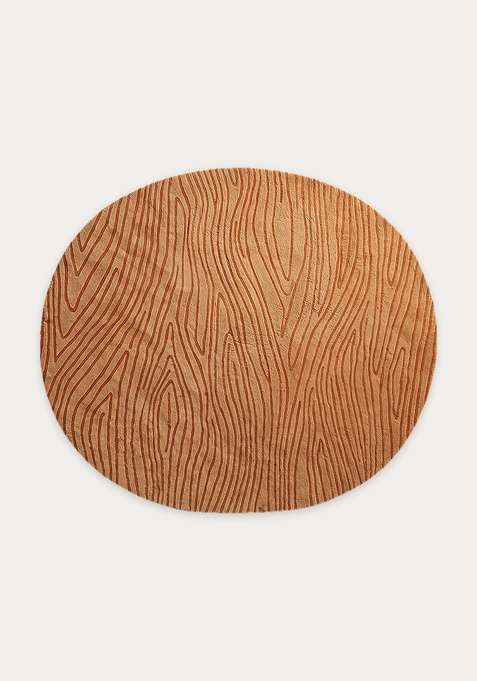 100% Wool Handmade Rust Orange Rug | Contemporary Swirls Oval Carpet With Cotton Backing For Living Room