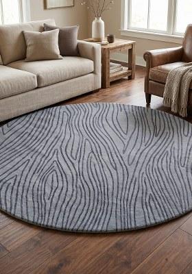 Saffron Rugs Hand-Tufted 100% Wool Area Rug | Slate Blue Oval Rug | Cotton Backing | Contemporary Swirls Home Decor Carpet for Living Room Bedroom