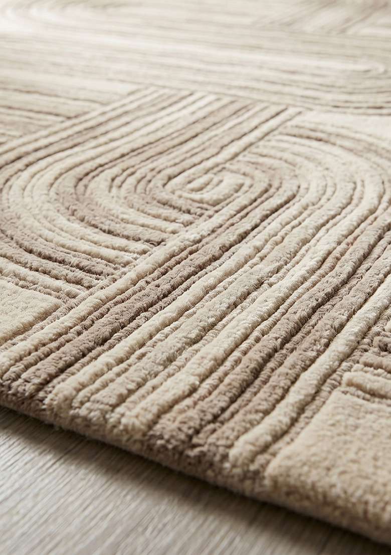 Saffron Rugs Hand-Tufted 100% Wool Area Rug | Ivory Rectangular Rug | Cotton Backing | Mid-Century Modern Swirls Home Decor Carpet for Living Room Bedroom - Indya
