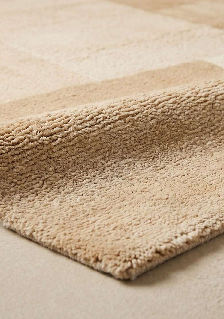 Saffron Rugs Hand-Tufted 100% Wool Area Rug | Ivory Beige Rectangular Rug | Cotton Backing | Contemporary Geometric Home Decor Carpet for Living Room Bedroom - Indya