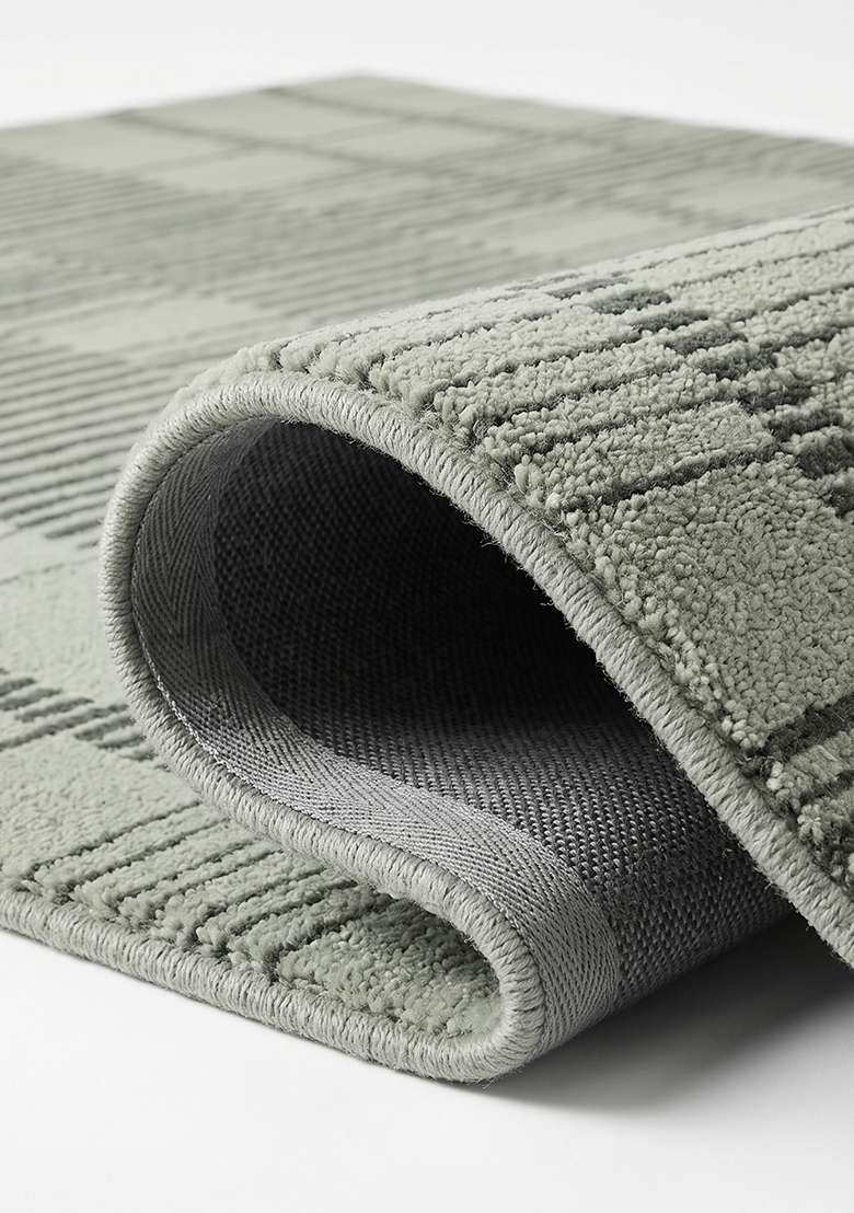 Saffron Rugs Hand-Tufted 100% Wool Area Rug | Sage Green Rectangular Rug | Cotton Backing | Contemporary Checkered Home Decor Carpet for Living Room Bedroom - Indya