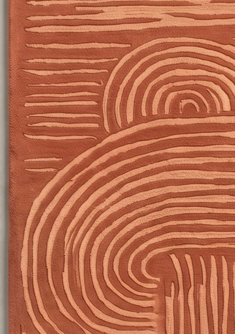 100% Wool Handmade Rust Orange Rug | Mid Century Modern Swirls Carpet With Cotton Backing For Living Room - Indya