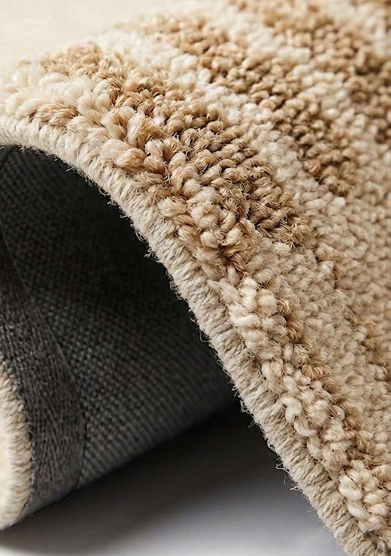 Saffron Rugs Hand-Tufted 100% Wool Area Rug | Ivory Rectangular Rug | Cotton Backing | Bohemian Tie-Dye Home Decor Carpet for Living Room Bedroom - Indya