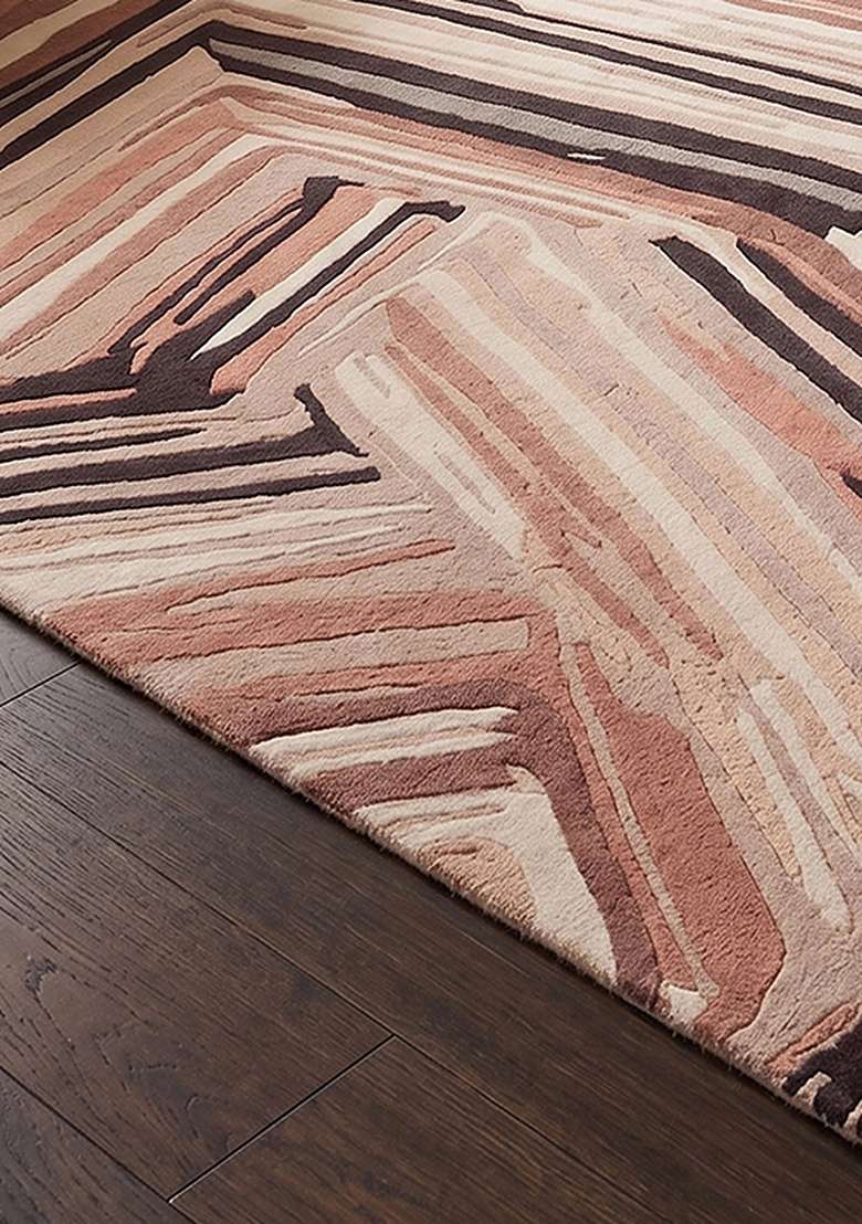 Saffron Rugs Hand-Tufted 100% Wool Area Rug | Dusty Rose Rectangular Rug | Cotton Backing | Eclectic Geometric Home Decor Carpet for Living Room Bedroom - Indya