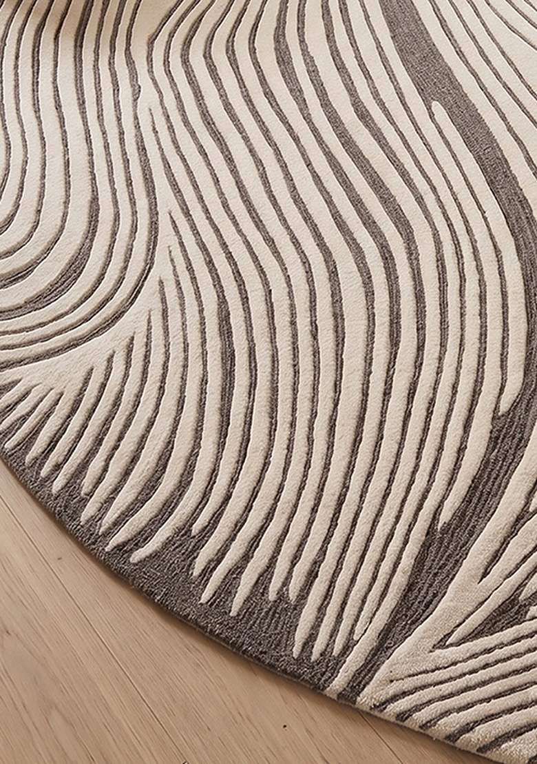 Saffron Rugs Hand-Tufted 100% Wool Area Rug | Ivory Cream Oval Rug | Cotton Backing | Modern Swirls Home Decor Carpet for Living Room Bedroom - Indya