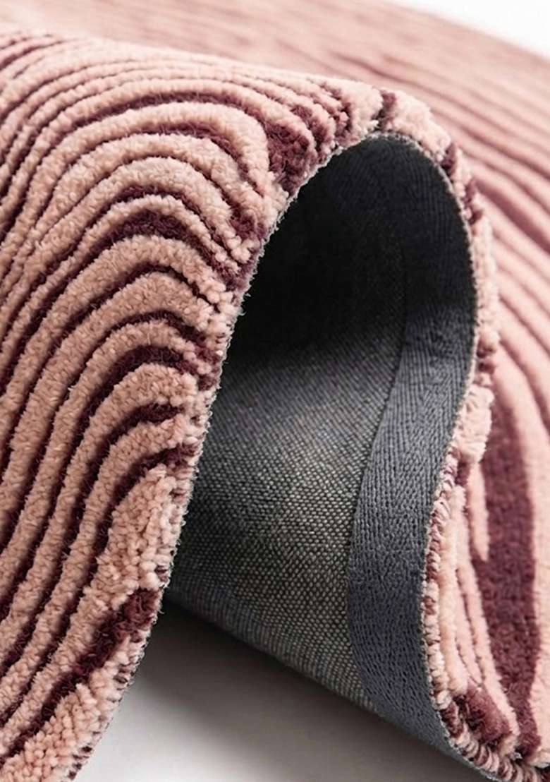 Saffron Rugs Hand-Tufted 100% Wool Area Rug | Dusty Rose Oval Rug | Cotton Backing | Modern Swirls Home Decor Carpet for Living Room Bedroom - Indya