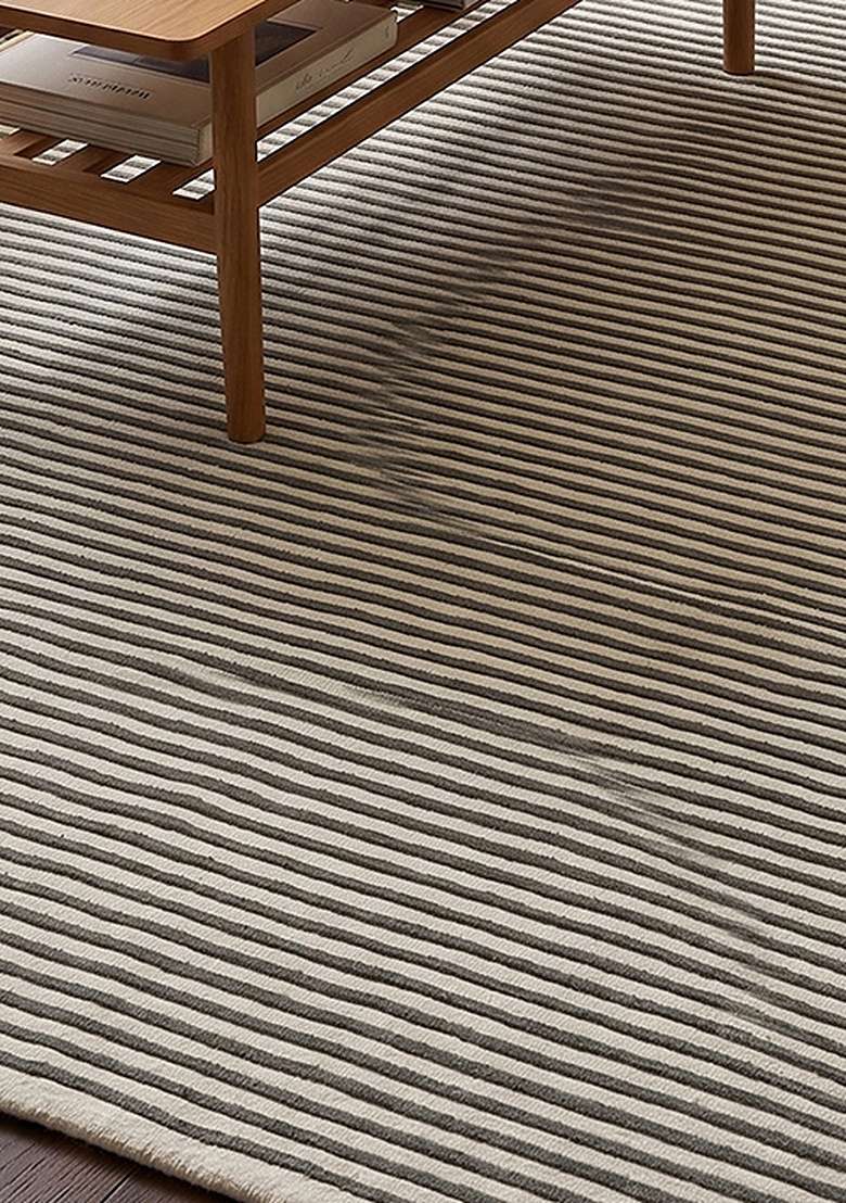 Saffron Rugs Hand-Tufted 100% Wool Area Rug | Sage Green Rectangular Rug | Cotton Backing | Contemporary Striped Home Decor Carpet for Living Room Bedroom - Indya