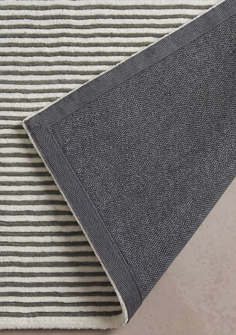Saffron Rugs Hand-Tufted 100% Wool Area Rug | Sage Green Rectangular Rug | Cotton Backing | Contemporary Striped Home Decor Carpet for Living Room Bedroom - Indya