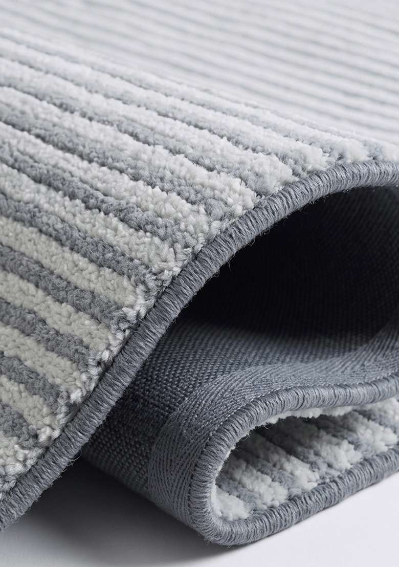 Saffron Rugs Hand-Tufted 100% Wool Area Rug | Slate Blue Rectangular Rug | Cotton Backing | Contemporary Striped Home Decor Carpet for Living Room Bedroom - Indya