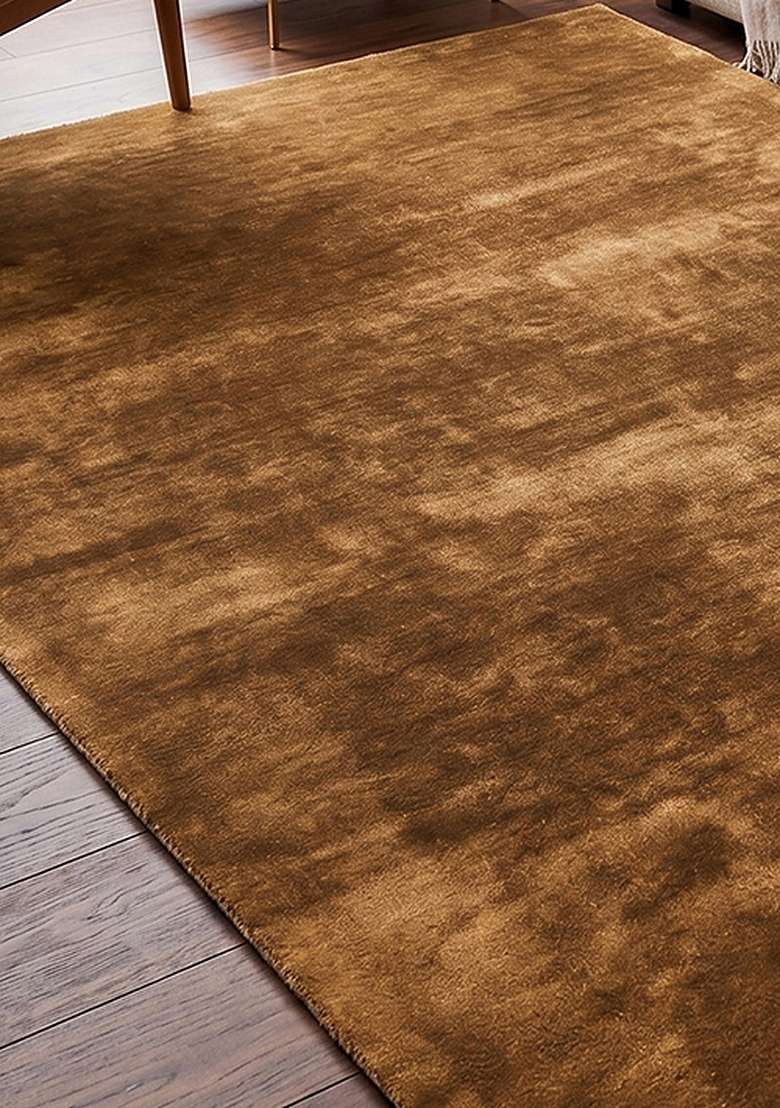 Saffron Rugs Hand-Tufted 100% Wool Area Rug | Antique Gold Rectangular Rug | Cotton Backing | Glam Solid Home Decor Carpet for Living Room Bedroom - Indya