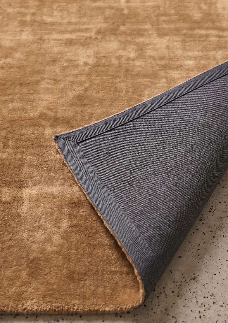 Saffron Rugs Hand-Tufted 100% Wool Area Rug | Camel Rectangular Rug | Cotton Backing | Glam Solid Home Decor Carpet for Living Room Bedroom - Indya