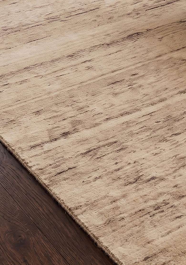 Saffron Rugs Hand-Tufted 100% Wool Area Rug | Beige Rectangular Rug | Cotton Backing | Rustic Solid Home Decor Carpet for Living Room Bedroom - Indya