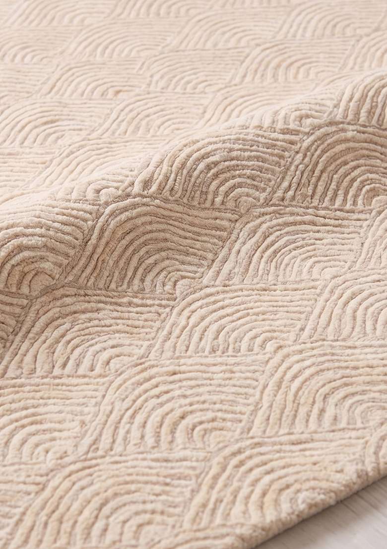 Saffron Rugs Hand-Tufted 100% Wool Area Rug | Ivory Rectangular Rug | Cotton Backing | Contemporary Geometric Home Decor Carpet for Living Room Bedroom - Indya