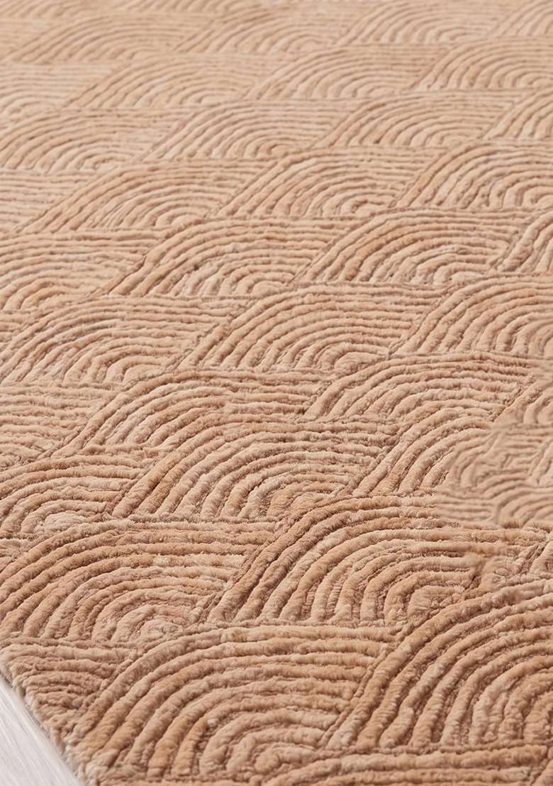 Saffron Rugs Hand-Tufted 100% Wool Area Rug | Camel Tan Rectangular Rug | Cotton Backing | Contemporary Geometric Home Decor Carpet for Living Room Bedroom - Indya