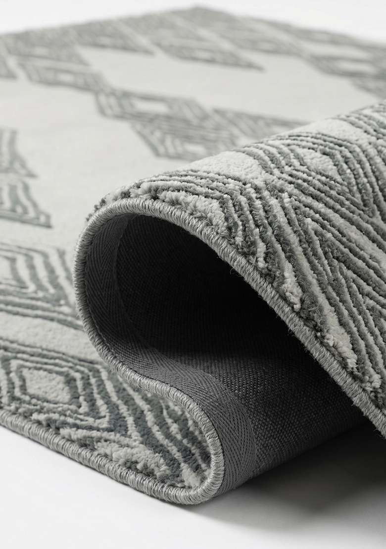 100% Wool Handmade Sage Green Rug | Mid Century Modern Trellis Carpet With Cotton Backing For Living Room - Indya
