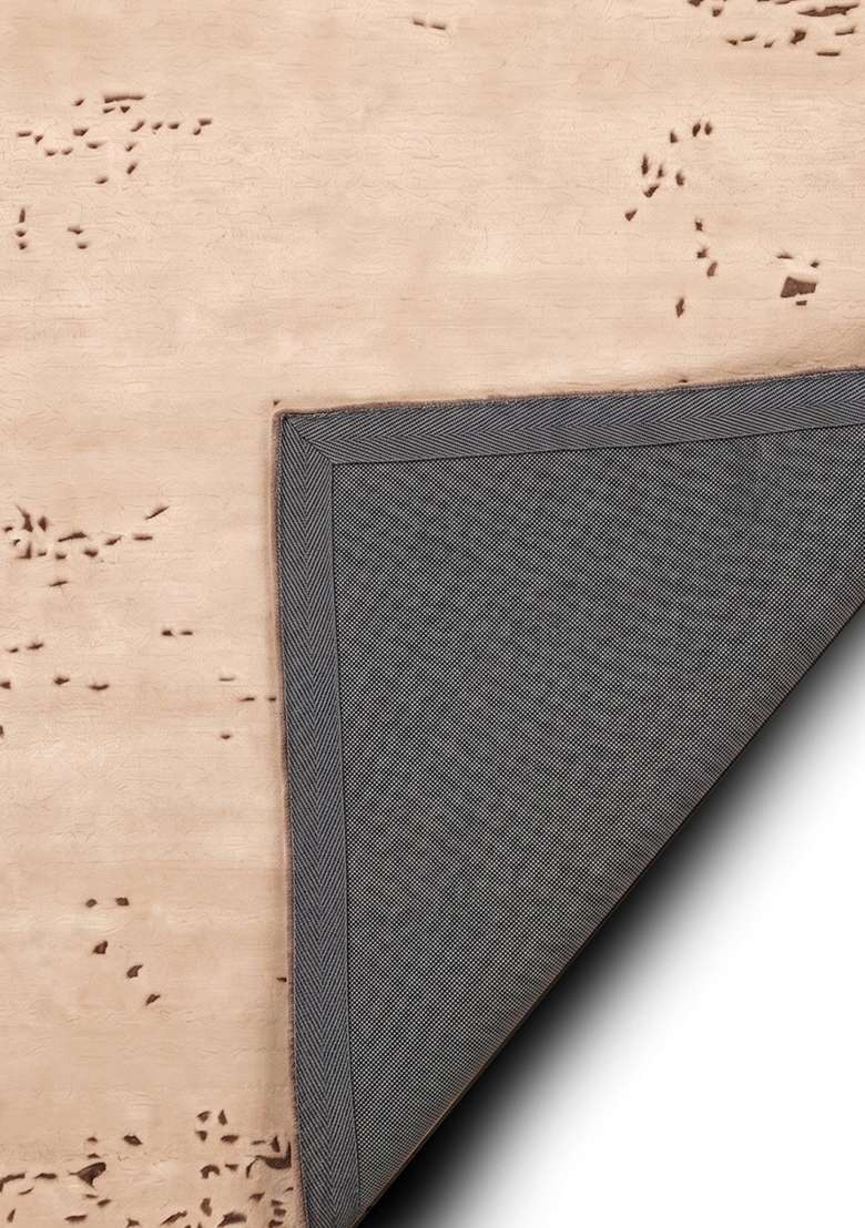 100% Wool Handmade Cream Rug | Rustic Solid Carpet With Cotton Backing For Living Room - Indya