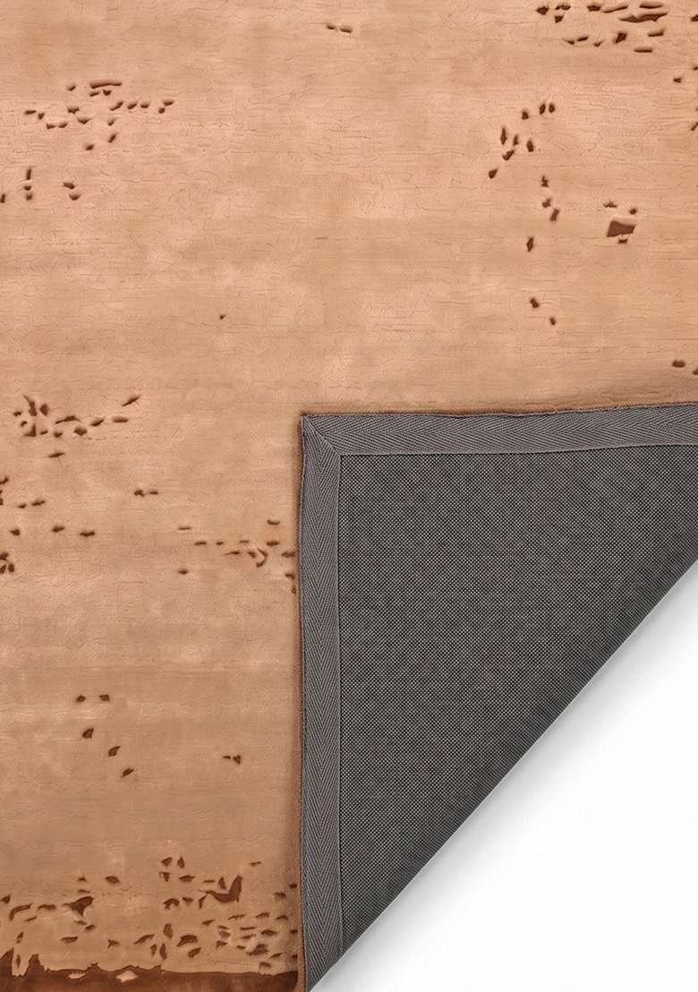 100% Wool Handmade Taupe Rug | Rustic Solid Carpet With Cotton Backing For Living Room - Indya