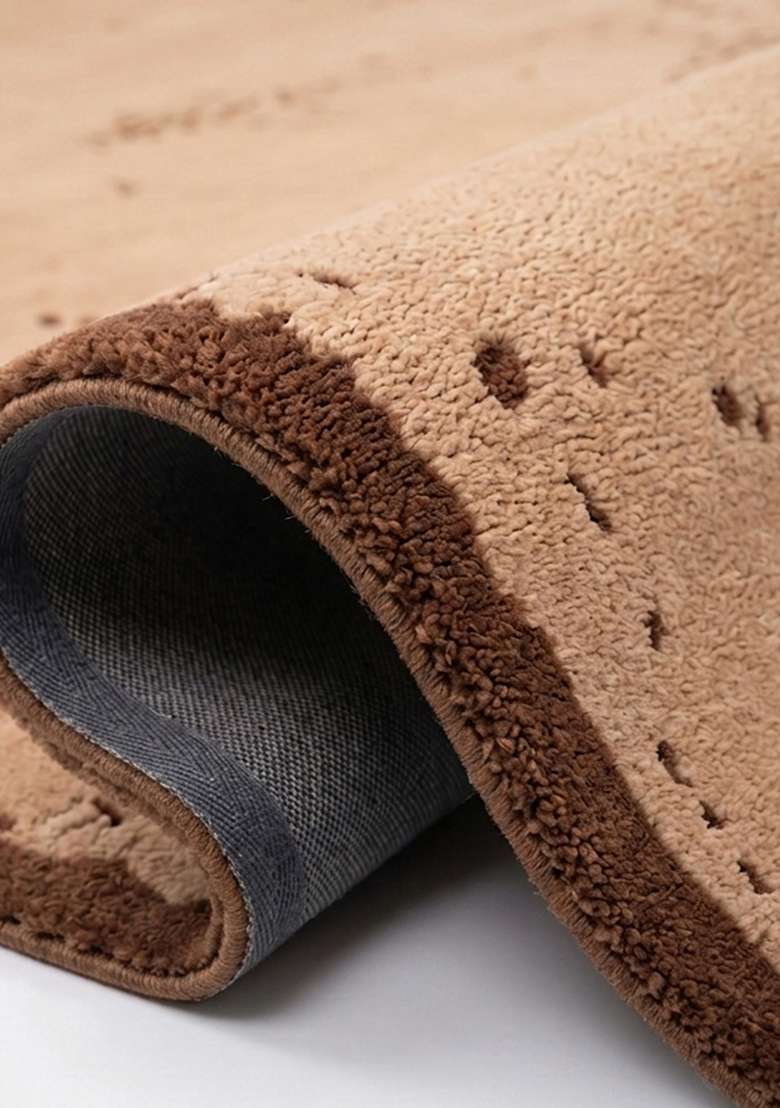 100% Wool Handmade Taupe Rug | Rustic Solid Carpet With Cotton Backing For Living Room - Indya