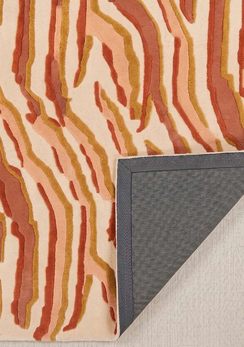 Saffron Rugs Hand-Tufted 100% Wool Area Rug | Terracottao Orange Rectangular Rug | Cotton Backing | Contemporary Animal Print Home Decor Carpet for Living Room Bedroom - Indya