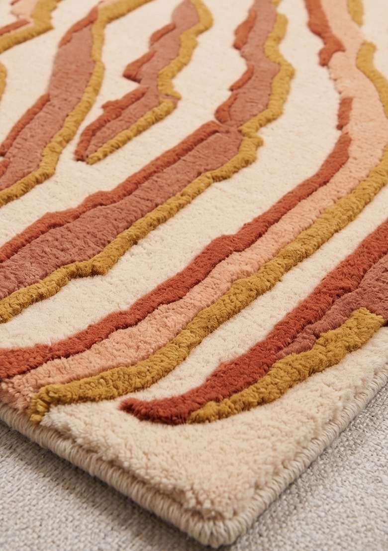 Saffron Rugs Hand-Tufted 100% Wool Area Rug | Terracottao Orange Rectangular Rug | Cotton Backing | Contemporary Animal Print Home Decor Carpet for Living Room Bedroom - Indya