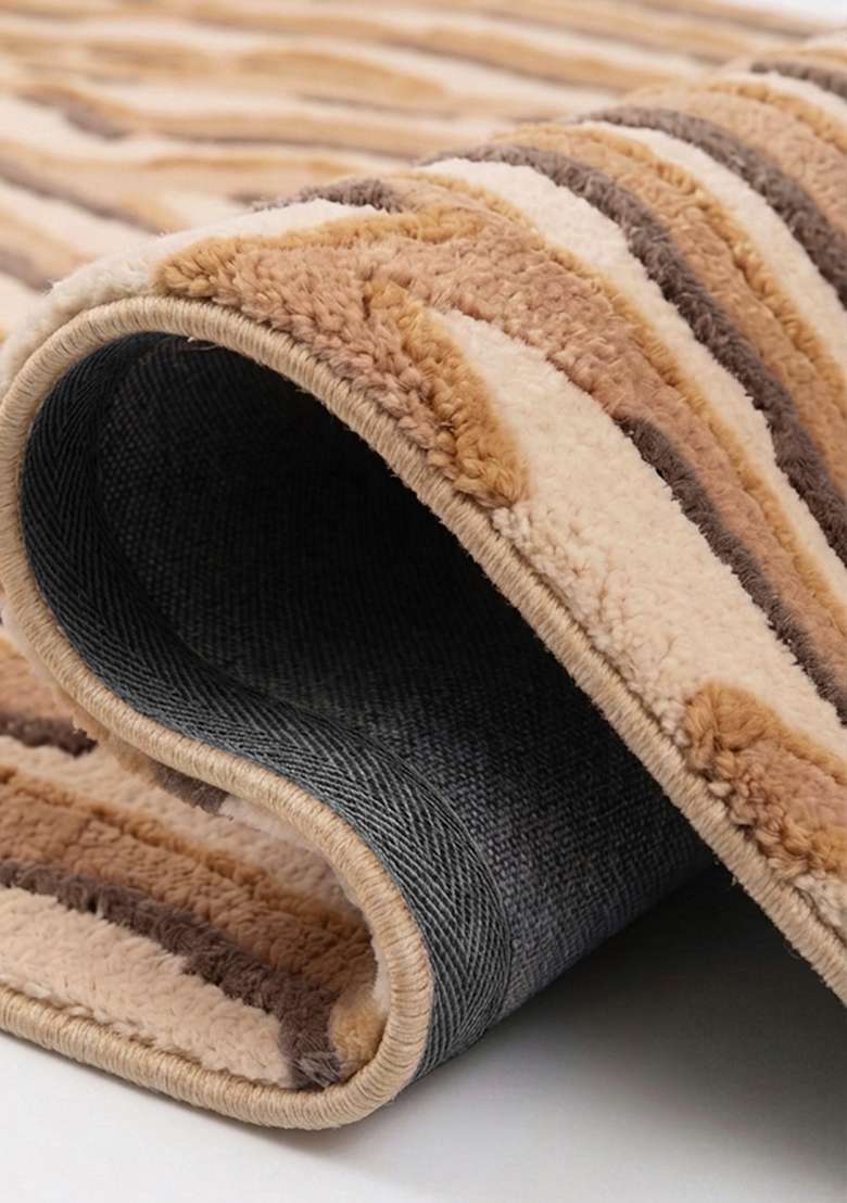 Saffron Rugs Hand-Tufted 100% Wool Area Rug | Camel Rectangular Rug | Cotton Backing | Contemporary Animal Print Home Decor Carpet for Living Room Bedroom - Indya