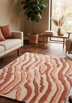 Saffron Rugs Hand Tufted Blush Pink Animal Print Contemporary Rectangular Wool Area Rug