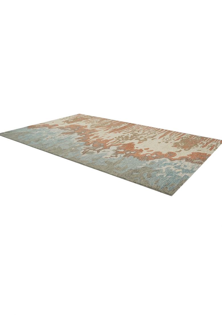 Saffron Rugs Hand Tufted Cream And Coral Marble Contemporary Rectangular Wool Area Rug - Indya