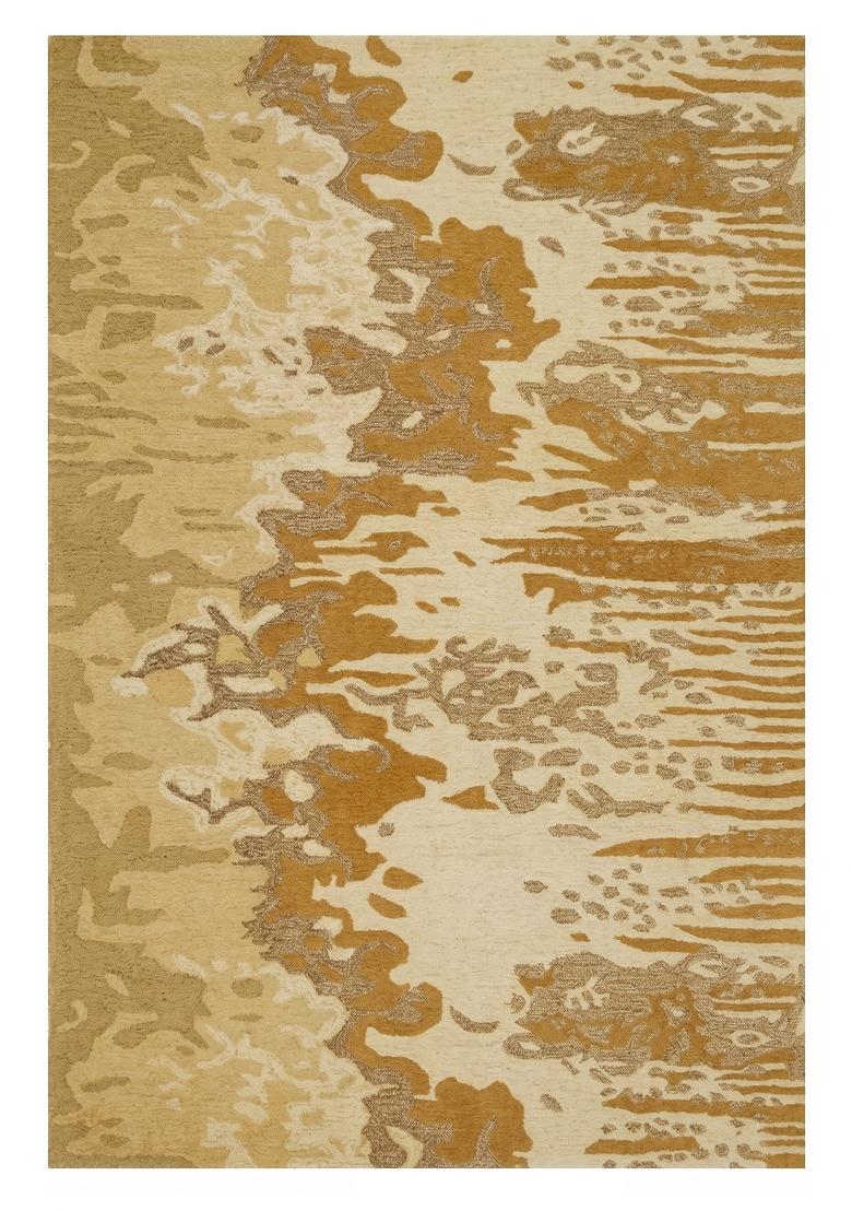 Saffron Rugs Hand Tufted Golden Beige Marble Contemporary Rectangular Wool Area Rug - Indya