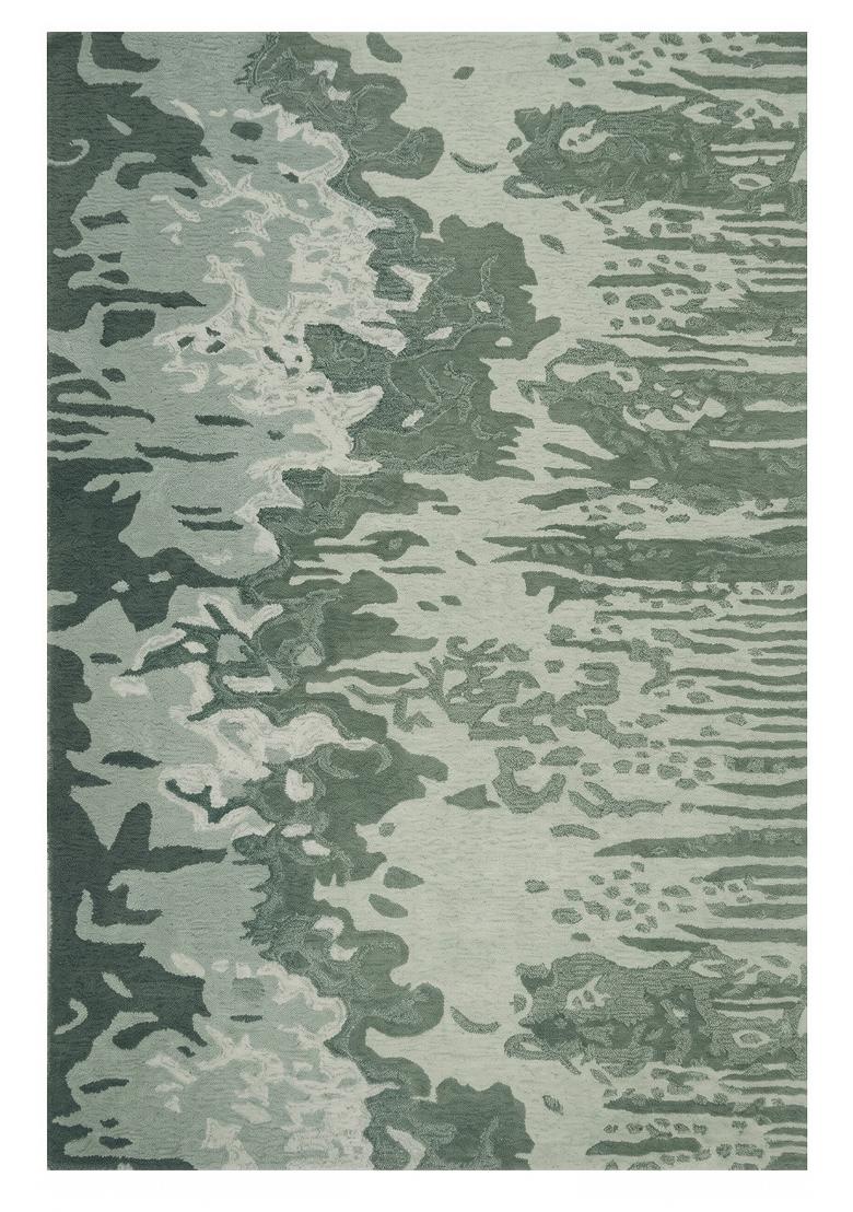 Saffron Rugs Hand Tufted Sage Green Marble Contemporary Rectangular Wool Area Rug - Indya