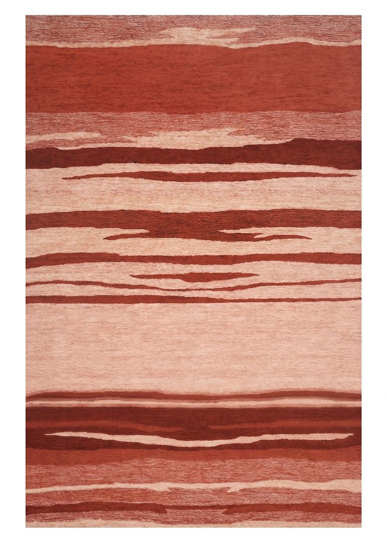 Saffron Rugs Hand Tufted Terracotta Striped Contemporary Rectangular Wool Area Rug - Indya