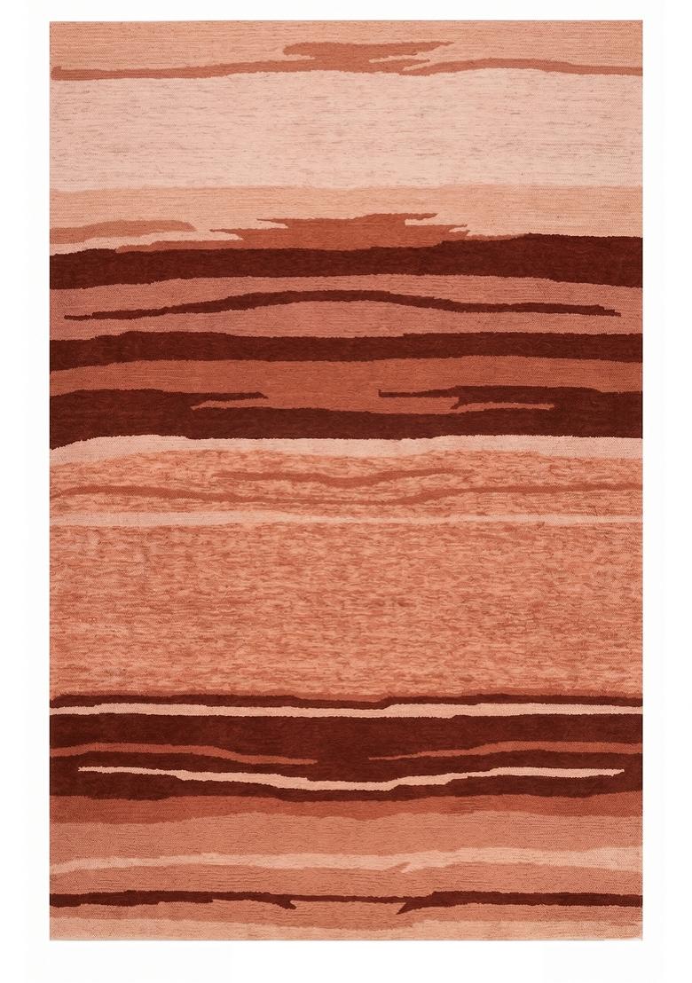 Saffron Rugs Hand Tufted Terracotta Striped Contemporary Rectangular Wool Area Rug - Indya