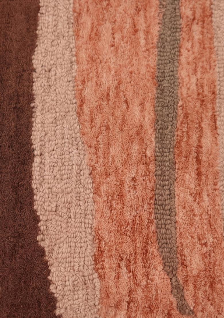 Saffron Rugs Hand Tufted Terracotta Striped Contemporary Rectangular Wool Area Rug - Indya