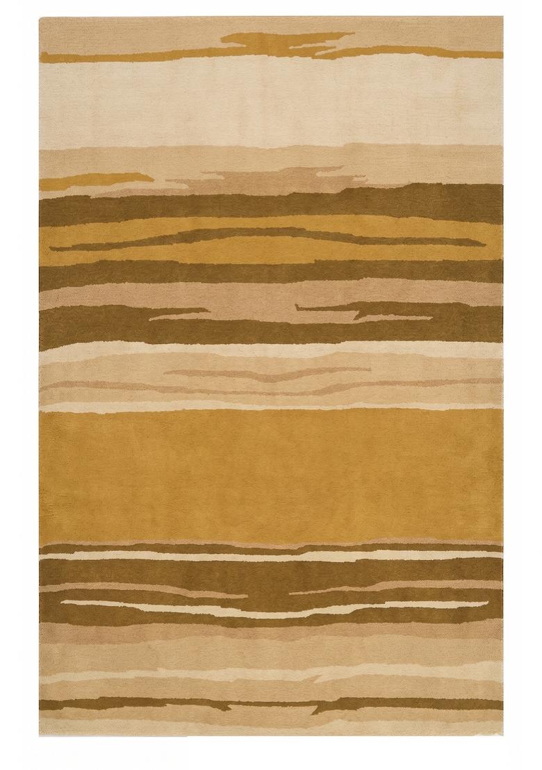 Saffron Rugs Hand Tufted Gold Striped Contemporary Rectangular Wool Area Rug - Indya