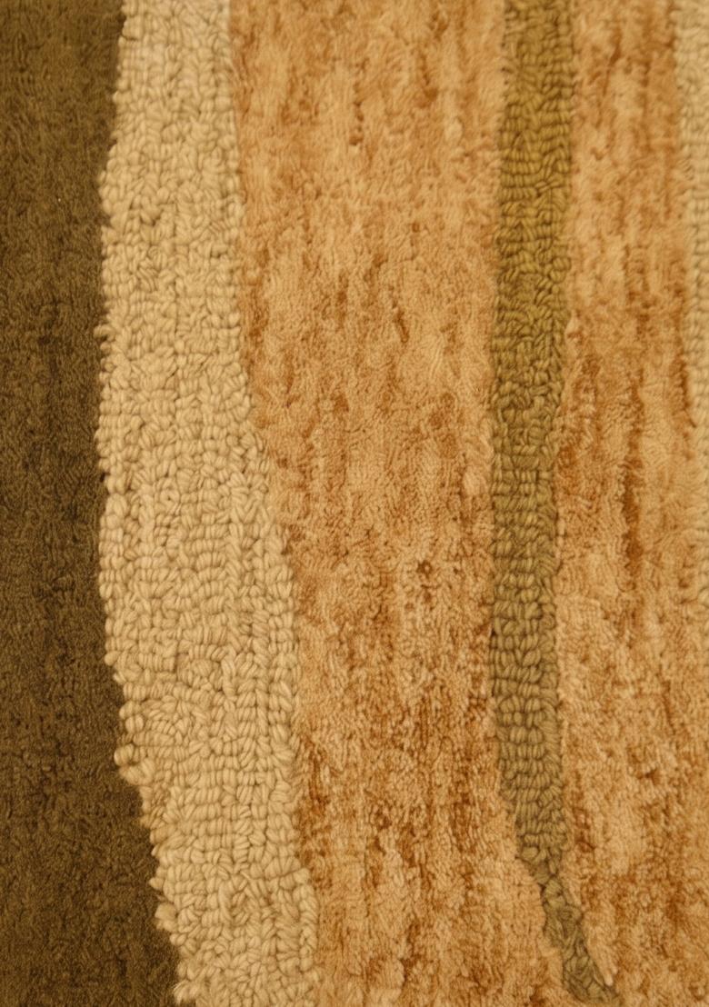 Saffron Rugs Hand Tufted Gold Striped Contemporary Rectangular Wool Area Rug - Indya