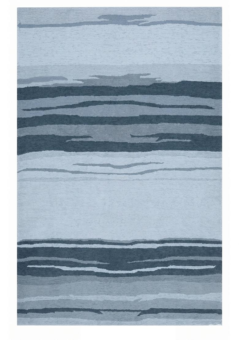 Saffron Rugs Hand Tufted Light Blue Striped Contemporary Rectangular Wool Area Rug - Indya