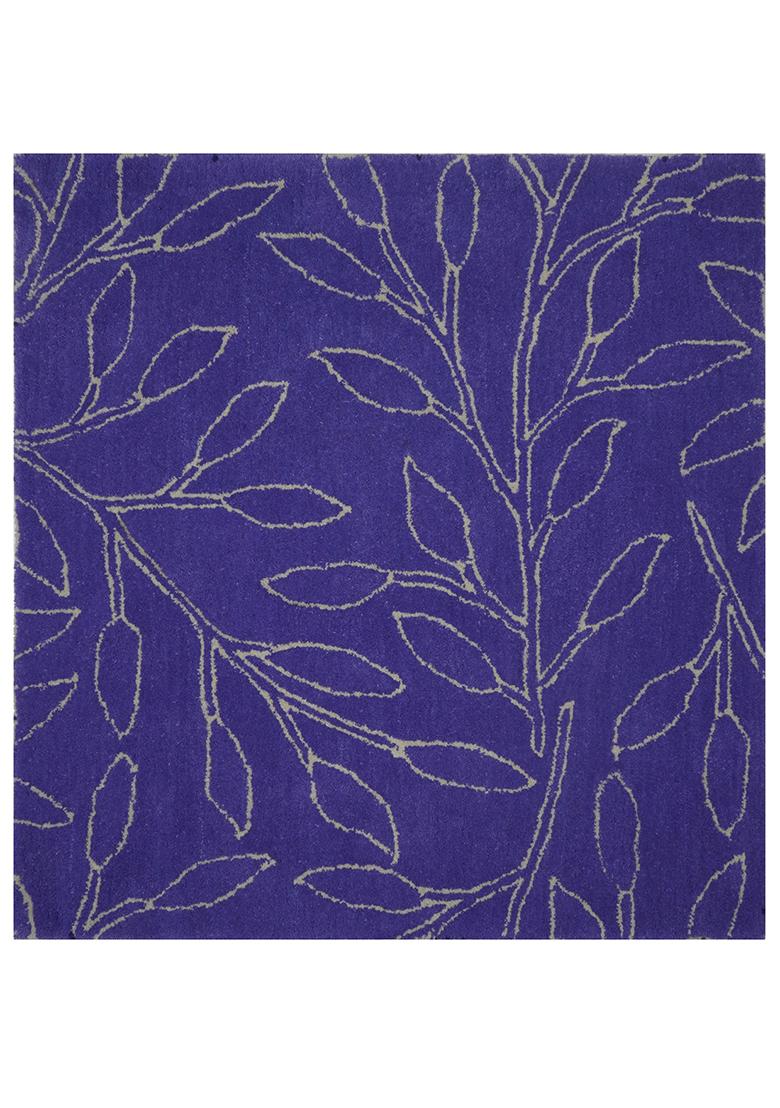 Saffron Rugs Hand Tufted Purple Leaf Contemporary Rectangular Wool Area Rug - Indya