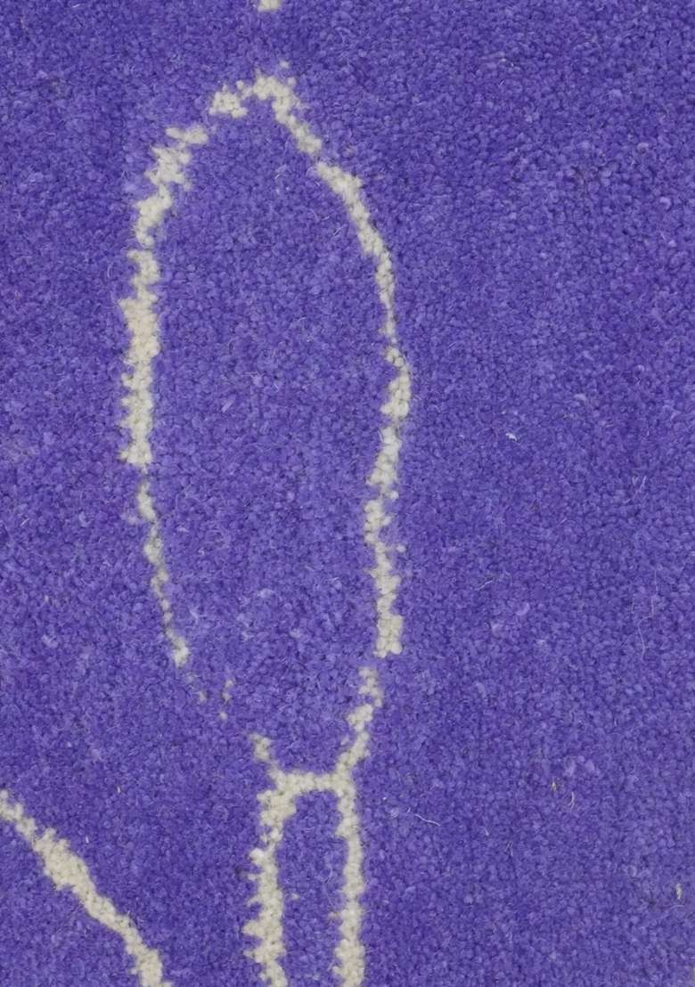 100% Wool Handmade Purple Rug | Hand Tufted Contemporary Leaf Carpet With Cotton Backing For Living Room - Indya