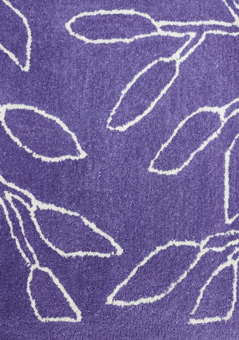 Saffron Rugs Hand Tufted Purple Leaf Contemporary Rectangular Wool Area Rug - Indya