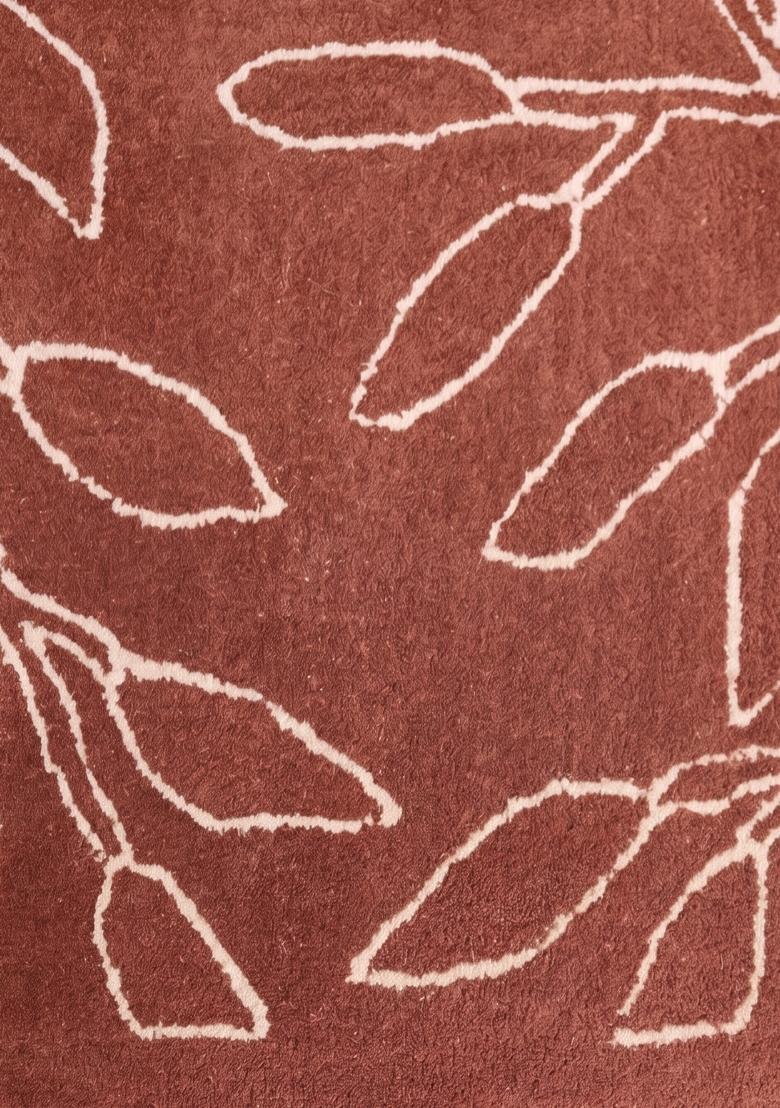 Saffron Rugs Hand Tufted Terracotta Leaf Contemporary Rectangular Wool Area Rug - Indya