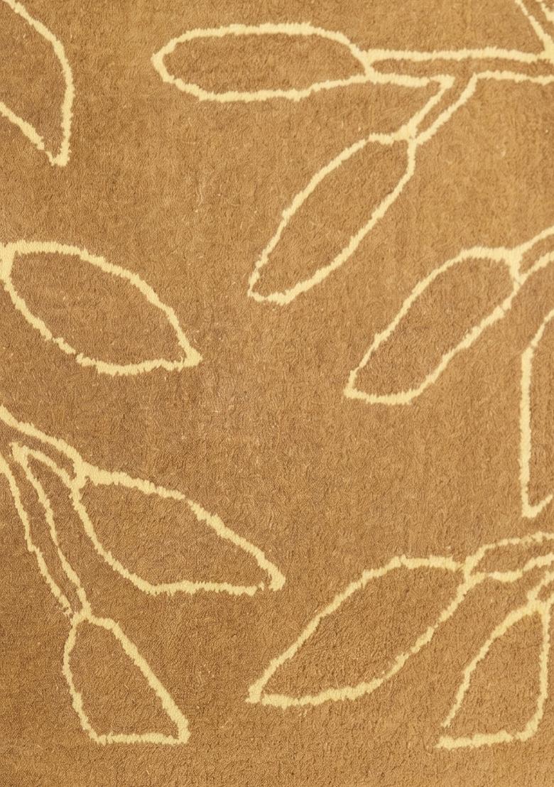 Saffron Rugs Hand Tufted Mustard Yellow Leaf Contemporary Rectangular Wool Area Rug - Indya